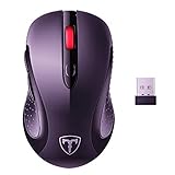 TOMOKO 2.4G Wireless Mouse, VicTsing Mobile Optical Mouse Computer Mice with 6 Buttons, Nano Receiver ,15 Months Battery Life, 2400 DPI 5 Adjustable Level Black