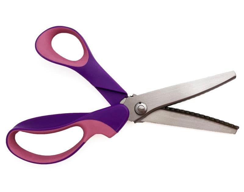 Pinking Shears, Zigzag Scissors, Professional Tailor Scissors, Craft Scissors, Stainless Steel Scissors, Fabric Cutting Scissors, Stationery, (5mm, Purple)