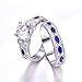BONLAVIE 3.5ct Round Cut Cubic Zirconia Ring Wedding Ring Set Created Blue Sapphire Ring Marquise Ring for Women 925 Sterling Silver Ring Rhodium Plated Engagement Ring Size 5-10