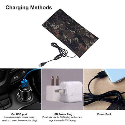 Reptile Under Tank Heating Pad - USB Amphibian Heating Camouflage Pad with Thermostat 3-Levels Temperature, Warming Pad for Lizard, Bearded Dragon, Chameleon, Corn Snake, Spider, Small