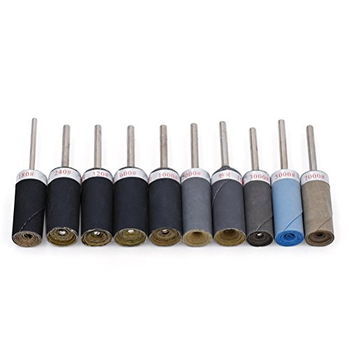 Sanding Drums Sleeves - GOXAWEE Sanding Grinding Ratory Tool Accessories, Sandpaper Polishing Burs Stick Roll for Metalworking, Woodworking - 10 Different Grit 180-7000