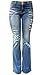 Women's Junior Blue Denim Premium Stretch Bootcut/Straight Cut Jean Pants