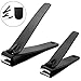Black Nail Clippers Set - Stainless Steel Fingernail Clippers, Toenail Clippers, Nail Clippers for Men, Nail Clippers for Women, Sharp Nail Cutter with Nail File Leather Case(Set of 3)