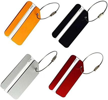 Pilink 4Pcs Luggage Tags,Travel Luggage Tag,Cute Luggage Label,Travel Suitcase Luggage Bag Tags,Aluminum Alloy Tags,Airline Baggage Labels,Travel ID Tag with Stainless Steel String Wire