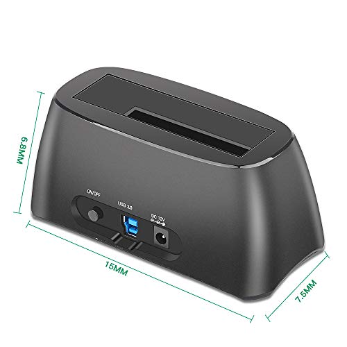 Hard Drive Docking Station USB3.0 for 2.5/3.5 Inch SATA I/II/ III HDD SSD, PC/Laptop/TV/PS4/XBox, USB Hard Drive Dock Support 12TB,Black