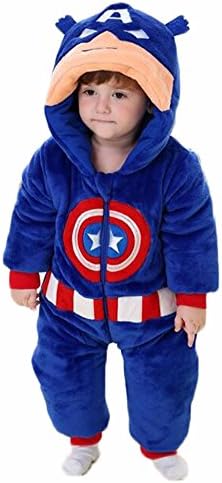 Aokaixin Infant Baby Toddler Hoodie Rompers Costumes Baby Suit (Height:34.5-37.4'', Captain America)