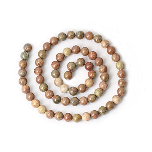 Qiwan 60PCS 6mm Natural Colorful Texture Jade Gemstone Round Loose Beads for Jewelry Making Handmade Materials 1 Strand 15"