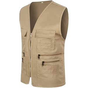 Anu Limen Fishing Vest for Men, Breathable Utility Travel Photo Vest with 6 Pockets, Zip Up Lightweight Outdoor Hiking