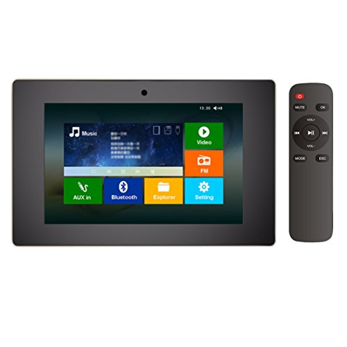 HELMER Bluetooth Amplifier in Wall, Home Stereo Audio System, 5″ Video Player with Touch Screen, Black, BM207M