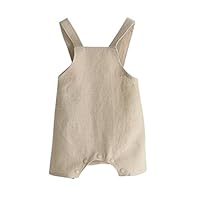 ESHOO Baby Boys Girls Cotton Linen Romper Jumpsuit Pants Overall One Piece Beige