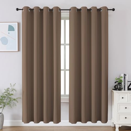 CUCRAF Khaki Blackout Curtains 72 inch Length 2 Panels Set, Room Darkening Drapes for Living Room Bedroom, Thermal Insulated Light Blocking Grommet Window Curtain (W52 x L72 Inch)