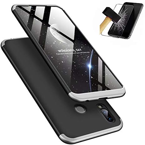 Huawei Honor PLAY Case, Ultra-Thin Case with [Tempered Glass Screen Protector], MISSDU Simple Stylish Fully Protective Phone Cover - silver black