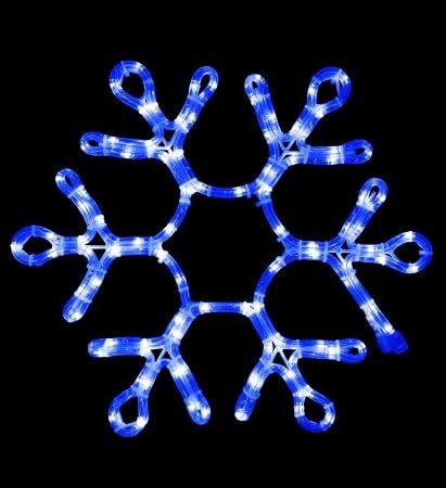 Queens of Christmas WL-SNFLAKE-18-BL Rope-Lit Snowflake Decor, 18", Blue