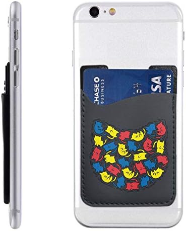 背面貼り付けカードポケット 貼るタイプ カードケース お得クーポン発行中 キース ヘリング ねこ スマホステッカーポケット Puレザー 全機種対応 カード収納付け スマホカードケース ステッカーポケット スマホ背面カードホルダー 9 6 2cm