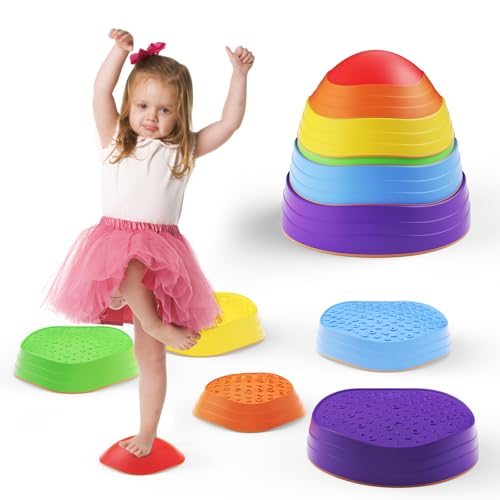 Tanniws 6 Stück stepping stones Kinder Balancieren Stapelsteine Kinder Balance Spiel Balanciersteine Fördert Gleichgewicht Koordination für Indoor & Outdoor Hindernisparcours, Sensorisches Spielzeug