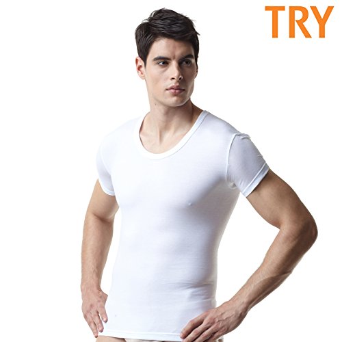 SBW TRY Try Men's Premium Basic Running Short Sleeve Undershirts 100% Cotton Multi Pack
