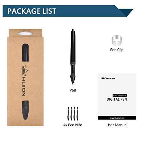 Huion P80 Rechargeable Digital Pen, 2048 Pressure Sensitivity Digital Stylus Pen for Professional Wireless Graphic Drawing Tablet (Charging Cable Included)