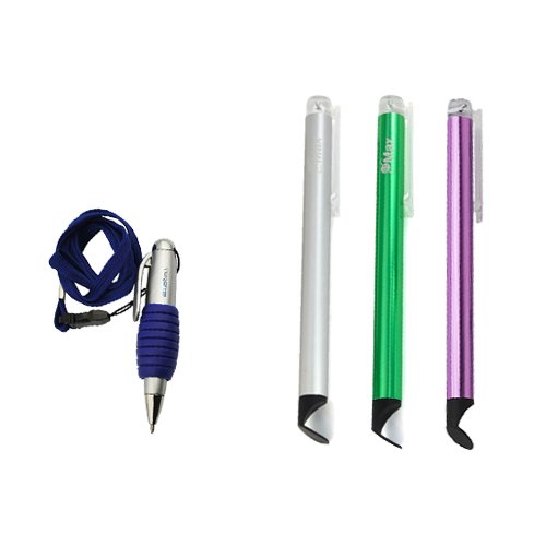 BIRUGEAR 3x Universal Stylus with Flat Tip + Pen with Neckstrap for Fuhu Nabi XD, NABI Jr. (5 Inch), NABI2-NV7A (7 Inch)