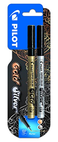 Pilot Supercolour Paint Marker Pen Pack of 2 - Gold and Silver