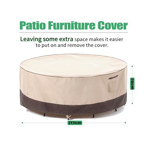 F&J Outdoors Garden Furniture Tear Resistant Waterproof Snow Protection Round Protective Cover for Garden Furniture Weather Resistant in Summer and Winter 213 x 70 cm