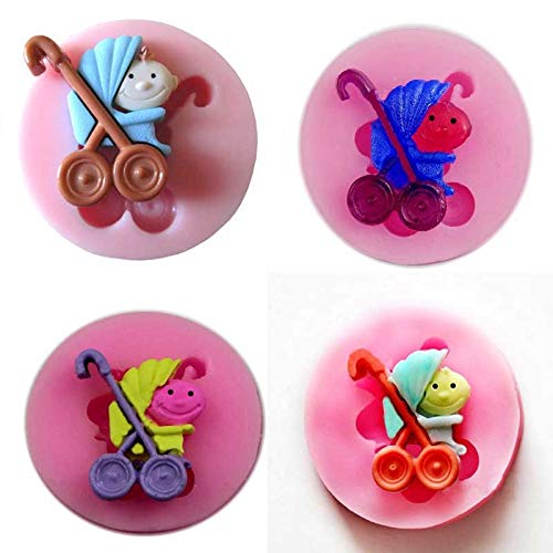 Mold For - 3d Silicone Baby Carriage Fondant Mold Chocolate Buscuit Mould Baking - Cake Stones Pancakes Grillz Lollipops Puddings Molds Quiche Dumplings Jellow Glass Butter Cove