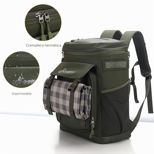 Upeelife Mochila Nevera Isotermica, 30L Grande Mochila Nevera Portatil Impermeable, Bolsa Picnic Termica Prueba de Fugas