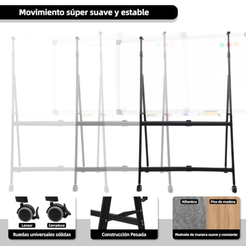 ALANO Soporte de Pizarra Blanca en Forma de A, Soporte de Pizarra Blanca Móvil con 4 Ruedas. Caballete para Pizarr Blanca Ajustable, Soporte Removible de Aluminio para Presentación de Oficina.