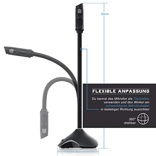 CSL - USB PC Mikrofon RGB – Tischmikrofon Standmikrofon – einstellbare Lautstärke – hohe Klangqualität – für Gaming Podcast YouTube- Plug & Play - Stummschaltung – RGB LEDs - Desktop Microphone – Bild 5