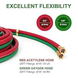 TAISHER 1/4" x 25FT Oxygen Acetylene Twin Hose With