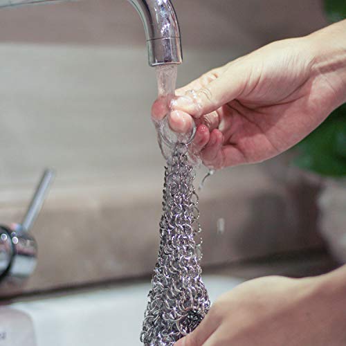 GAINWELL Stainless Steel Chainmail Scrubber Steel Cast Iron Cleaner 8in - Thumbnail 5