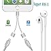 Lightning Jack Adapter Headphone for iPhoneX/10/8/8 Plus iPhone7/7 Plus,2 in 1 AUX Audio,Dual Lightning Jack Earphone Adaptor&Splitter(Audio+Charge+Music Control+Phone Call)Support iOS 11or Later