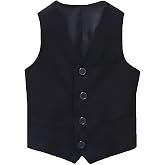 Fankeshi Boy's 4 Button Formal Suit Vest Slim Child's Waistcoat | Wrinkle-resistant with pockets, for weddings, prom, Christmas, graduation, Easter, adjustable waist, fit for 3T-16 years