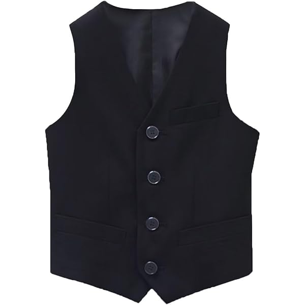 Chaleco De Traje Formal Para Niño Talla 4 - 4 Botones, Ajustable, Poliéster, Para Bodas Y Eventos
