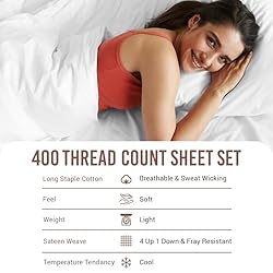 Pizuna Cotton King Sheets Set White, 400 Thread