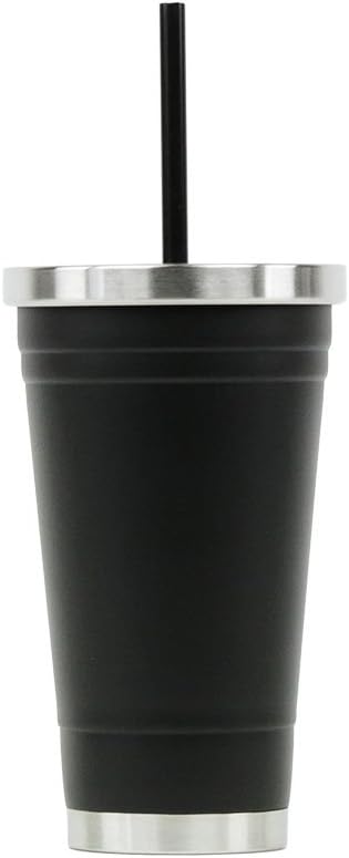 Hot or Cold - Stainless Steel Drink Tumbler - Double Wall Vacuum Insulated -16oz. Capacity - Matte Black