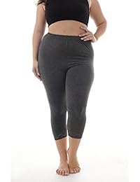 Leggings Capri básicos de talla grande para dama Zerdocean con ribete de encaje en el bajo
