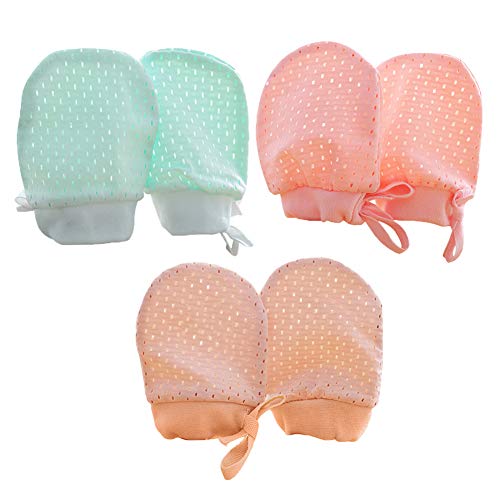 Ehdching Pack of 3 Baby Mesh Gloves Cotton No Scratch Mittens for Unisex 0-12 Months Newborn Infant (Mesh 3 Color, 0-12 Months) - Thumbnail 4