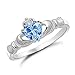 Kriskate & Co. Sterling Silver Irish Claddagh Simulated Gemstone Promise Ring Sizes 3-13