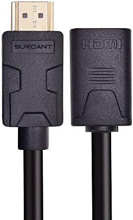 SURGANT HDMI Extension Coupler Cable 3FT/0.9M 2.0 Version High Speed Supports Ethernet 4K 3D 2160P and Audio Return Channel Plastic Transform-er Series for PS4 XBOX (3FT/0.9M)