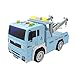 Tow Truck Crane Toys Friction Powered Truck Vehicle for Kids with Lights and Sound, 4 Wheels and 2 Removable Hooks, 1:20 Advanced Simulation Model-Road Administration Series, Blue and White