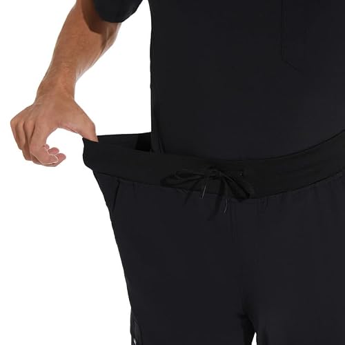 COZYFIT Scrub Pants For Men, Affordable Slim Jogger Pants With 5 Pockets Innovative Scrub Pants With Yoga Waistband High Quality Anti Wrinkle Scrubs For Men Medium Black
