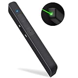 Dinofire Presentation Clicker Green Light Pointer USB Rechargeable Wireless Presenter PowerPoint Clicker Hyperlink Presentation Remote Control Slide Advancer RF 2.4GHz For Keynote / Mac / PC / Laptop