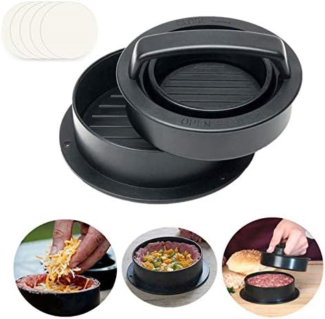 StyleA Stuffed Burger Maker Press with 40 Non Stick Wax Paper Discs Dishwasher Safe - Hamburger Patty Maker for Grilling - BBQ Grill Accessories