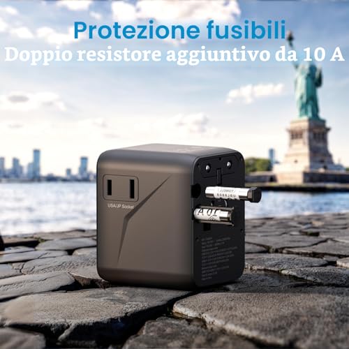 5 in 1 Universal Travel Adapter,Universal Travel Socket with 1 USB A,2 USB C,1 Universal Socket,1 US/JP Socket and Adapter International Plug for Italy UK US Australia Thailand Mexico