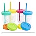 Kids 8oz Glass Mason Jar Drinking Cups with Straw Lids + Leak Proof Regular Lids + Silicone Straws + Cleaning Brush - No Rust, Less Spills for Toddlers & Kids + Food Storage (4 Pack)