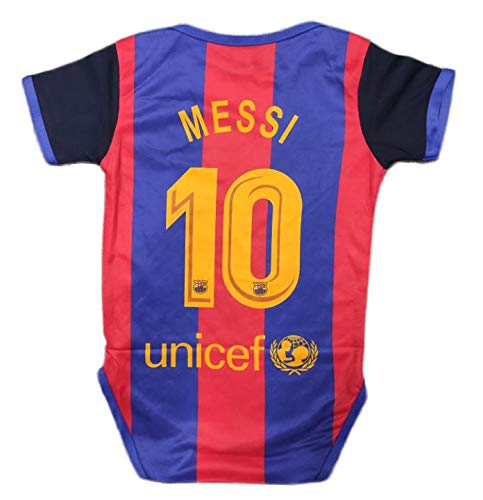 Athletics Rhinox Lionel Messi #10 Soccer Jersey Baby Infant & Toddler Onesies Rompers Pack of 2 Home & Away Jersey Design Bundle (6-12, Messi 2 Pack)