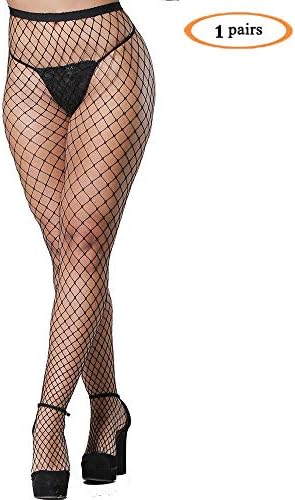 Newjewe Fishnet Tights 5 Pairs Rhinestone Fishnet Tights Fishnets Stockings Women's Black Pantyhose High Waist Mesh Stockings