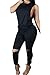 Women's 1PC Trendy Jumpsuit Sleeveless Broken Hole Waisted Club Long Romper Outfit, XX-Large, Black