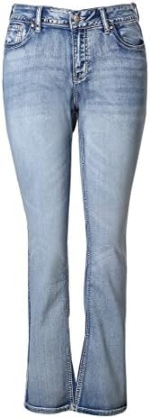 MSSHE Women's Plus Size Vintage Stretchy High Waisted Skinny Little-Flared Jeans