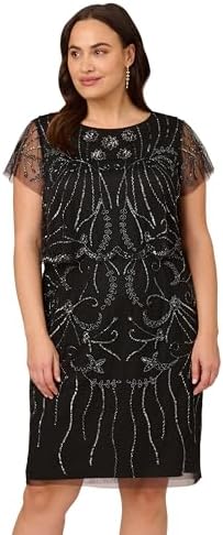 adrianna papell overlay chiffon dress ADRIANNA PAPELL Chiffon-Overlay A-Line Dress Black Size S $99